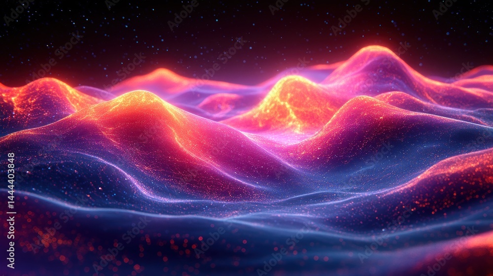 Abstract Glowing Landscape: A Digital Art Masterpiece
