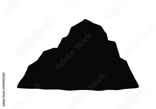Rock silhouette. This image shows a bold black silhouette of a rock formation, also referred to as a boulder or cliff, symbolizing strength and nature. Vector clipart illustration design.