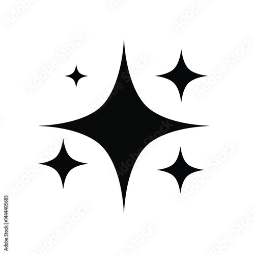 Sparkle silhouette. A bold black silhouette image of sparkling star-like shapes, also referred to as twinkles or glittering elements, brightness and elegance. Vector clipart illustration design.