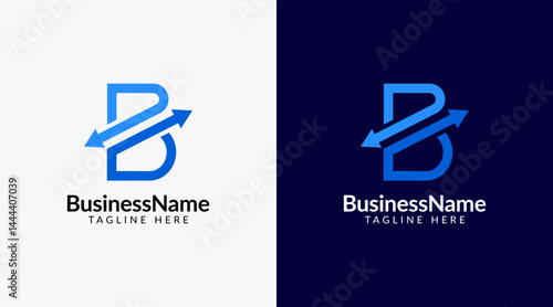 Modern logo design with letter b and arrow icon bar candlestick for trading, investment, finance, statistic, accounting or marketing business