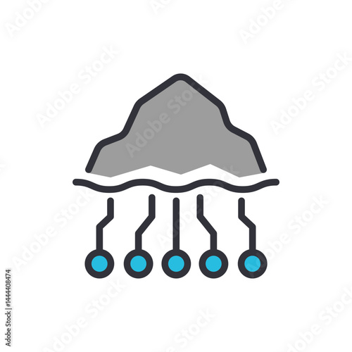Iceberg colored icons, minimalist vector illustration ,simple transparent graphic element .Isolated on white background