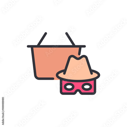 Private shopping colored icons, minimalist vector illustration ,simple transparent graphic element .Isolated on white background
