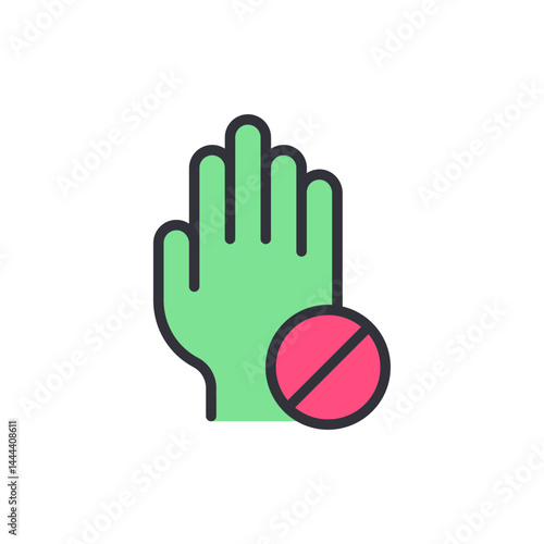 Blocked access colored icons, minimalist vector illustration ,simple transparent graphic element .Isolated on white background
