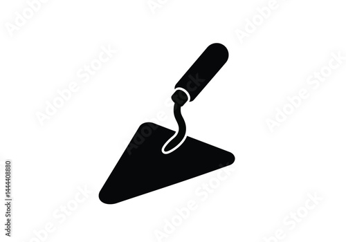 Trowel silhouette. This image showcases a bold black silhouette of a trowel, highlighting its triangular blade and sturdy handle. Vector clipart illustration design.