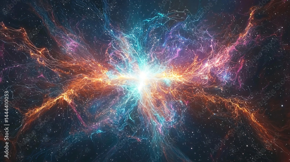 Obraz premium Breathtaking nebula displaying an array of colors in the depths of space showcasing the beauty and mystery of celestial energy phenomena