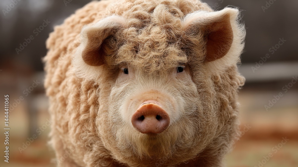 Fototapeta premium Curly-Coated Mangalica Pig Portrait