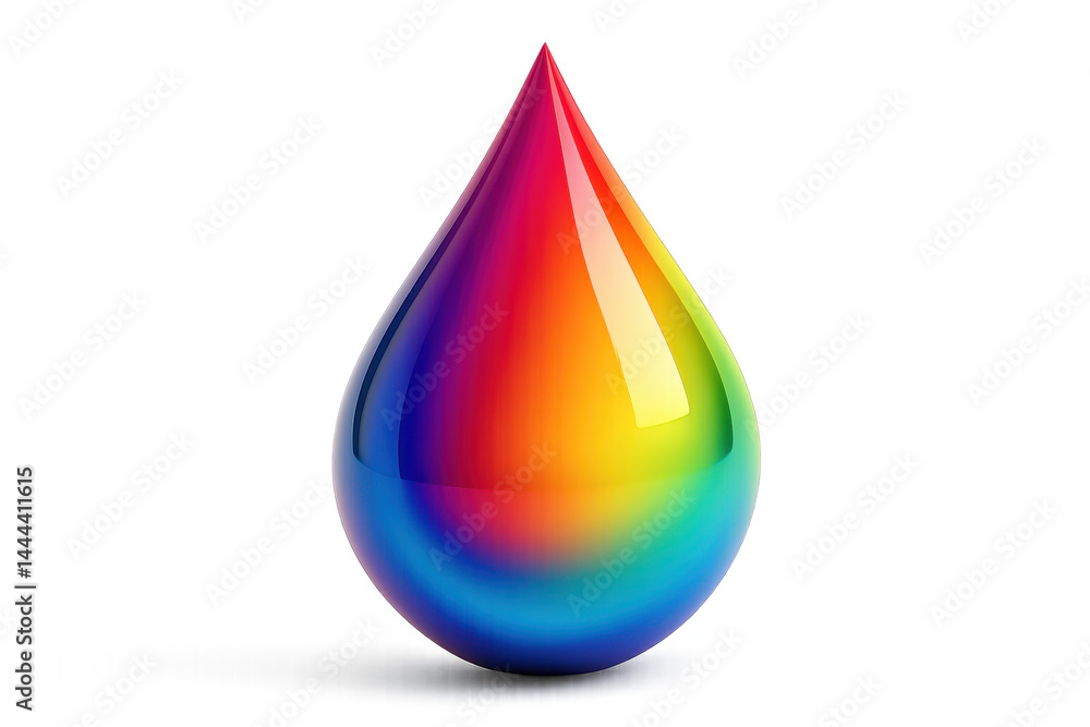 Fototapeta premium A glossy, multicolored droplet with a smooth gradient blending vibrant hues.