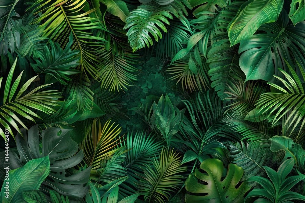 Lush Tropical Paradise, Verdant Tapestry of Exotic Foliage Lush Tropical Paradise, Verdant Tapestry of Exotic Foliage