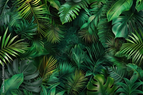 Lush Tropical Paradise, Verdant Tapestry of Exotic Foliage