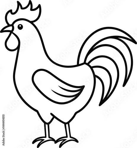 Crowing rooster in continuous line art design symbolizing early mornings and farm life perfect for minimalist artwork logos or rural themed visuals