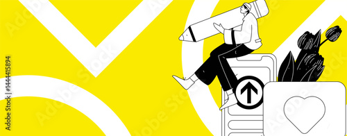 Check-in character flat vector concept operation hand-drawn illustration
