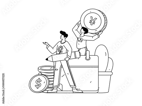 Check-in character flat vector concept operation hand-drawn illustration
