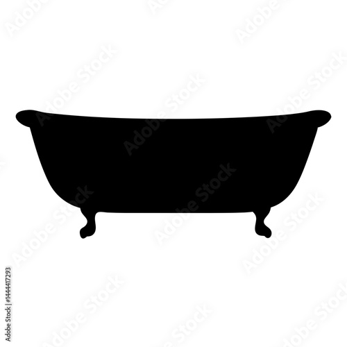 Elegant clawfoot bathtub silhouette isolated on white background for design projects