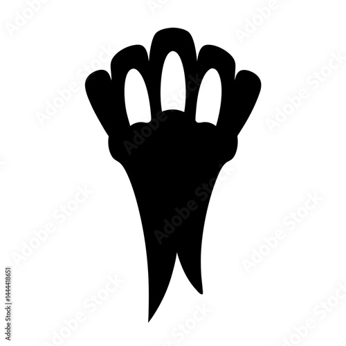 Stylized black silhouette of a plant sprout, leaf bud with developing foliage