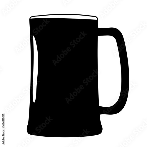 Stylized black silhouette of a beer mug or stein on white background