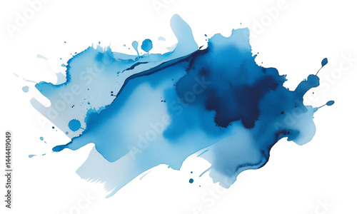 Abstract Watercolor splashes on a white background. Watercolor splash, embodying fluidity and tranquility. Paint stain isolated on white background. Watercolor splash stain texture background