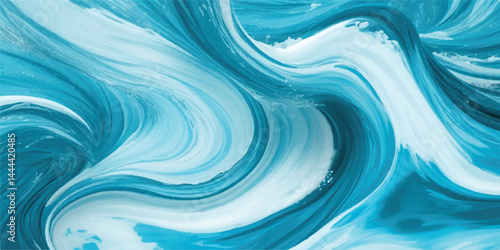 Abstract soft blue and white abstract water color ocean wave texture background. Soft Blue and White Watercolor Ocean Wave with Tropical Water Splash – Fluid Tsunami Waves in Cartoon Style"