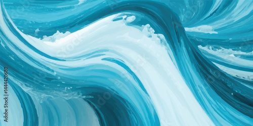 Abstract soft blue and white abstract water color ocean wave texture background. Soft Blue and White Watercolor Ocean Wave with Tropical Water Splash – Fluid Tsunami Waves in Cartoon Style"