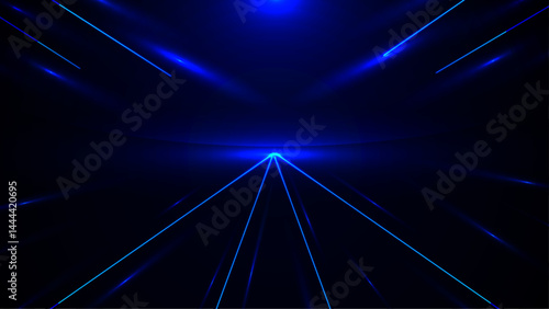 Abstract Geometrical Shapes Neon Light Background. Abstract dark futuristic background purple neon light rays reflect