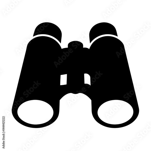 Silhouette of black binoculars, optical instrument for magnified viewing of distant objects