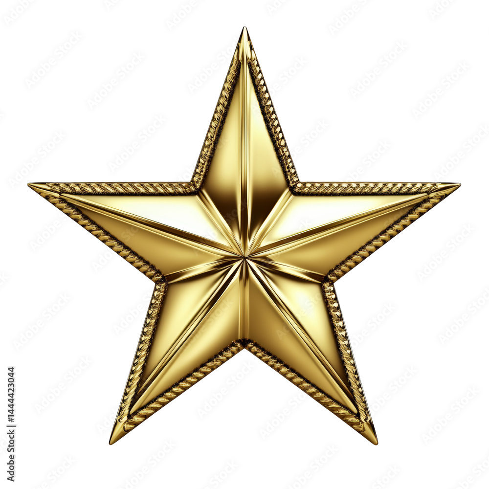 Elegant luxurious shiny gold five-pointed star with detailed borders and reflective surface, symbolizing excellence achievement and celebration decor Elegant luxurious shiny gold five-pointed star with detailed borders and reflective surface, symbolizing excellence achievement and celebration decor