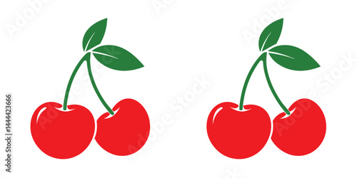 cherry logo vector icon, Cherry fruit vector illustration on white background