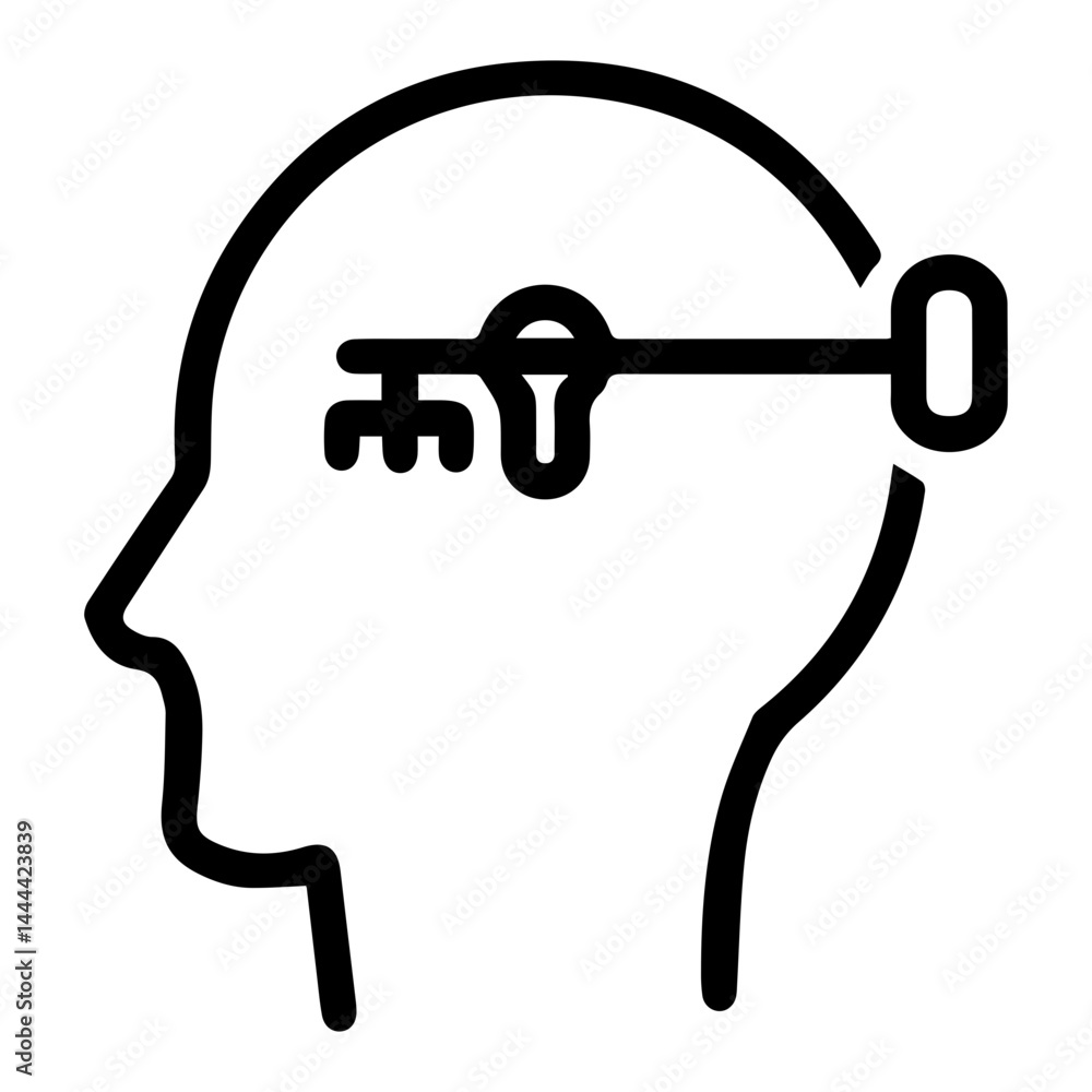 Key in mind (outline style). Unlocking thought, accessing idea, finding solution, mental access, understanding concept, revealing notion, unlocking potential, insightful thinking Key in mind (outline style). Unlocking thought, accessing idea, finding solution, mental access, understanding concept, revealing notion, unlocking potential, insightful thinking