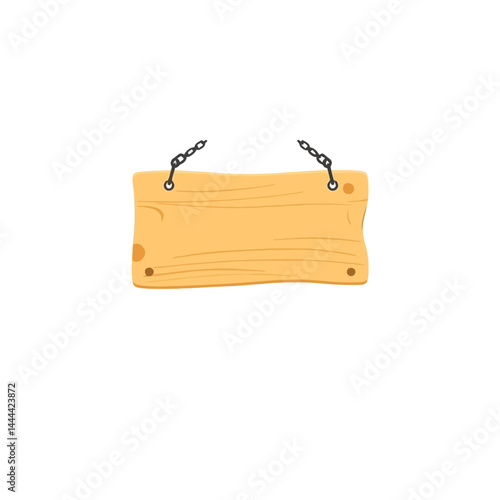 Wooden sign hanging vector graphic illustration for design template and advertising banner and message board art