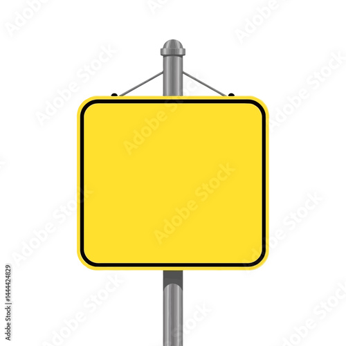 Yellow sign blank template mockup vector design for road traffic construction and information board presentation