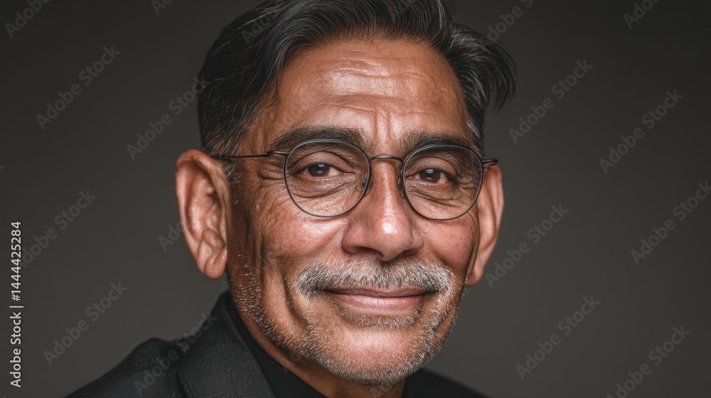 Obraz premium A man with glasses and a mustache is smiling