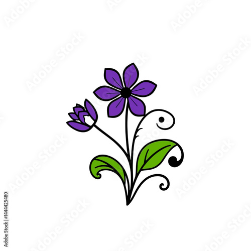 Beautiful purple flower illustration floral design element botanical drawing vector graphic image art char
