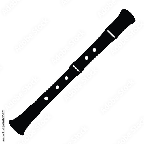 Silhouette of a soprano recorder, a classic wind instrument for beginners