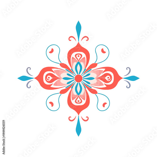 Floral vector design element for patterns backgrounds and decorations with coral and blue color scheme