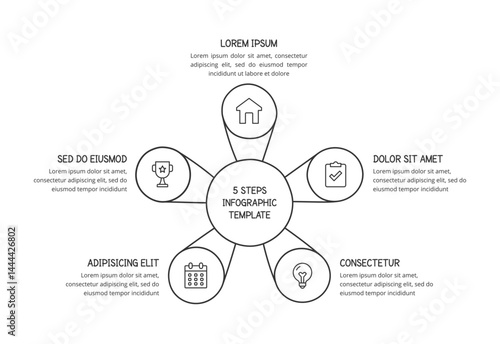 Simple hand drawn circular diagram five elements, vector eps10 illustration