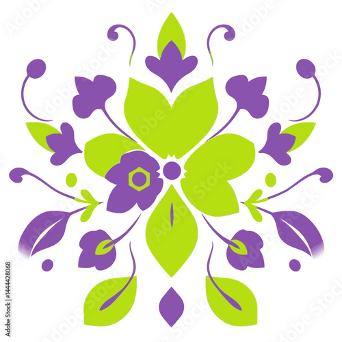 Floral design vector art illustration green and purple flower pattern graphic design decorative element char