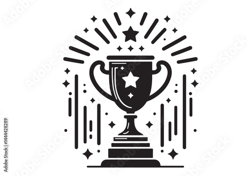 winning trophy logo silhouette vector, winning trophy logo icon silhouette vector, champion silhouette trophy cup, black gold trophy cup award vector silhouettes on a white background.