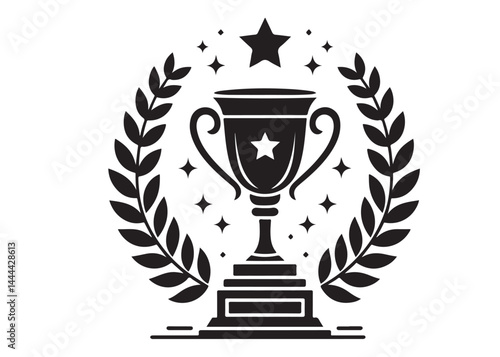 winning trophy logo silhouette vector, winning trophy logo icon silhouette vector, champion silhouette trophy cup, black gold trophy cup award vector silhouettes on a white background.