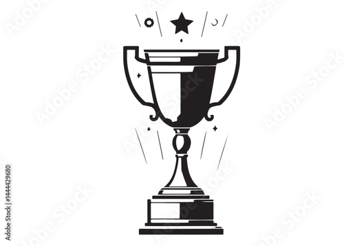 winning trophy logo silhouette vector, winning trophy logo icon silhouette vector, champion silhouette trophy cup, black gold trophy cup award vector silhouettes on a white background.