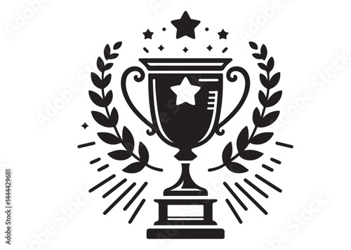 winning trophy logo silhouette vector, winning trophy logo icon silhouette vector, champion silhouette trophy cup, black gold trophy cup award vector silhouettes on a white background.