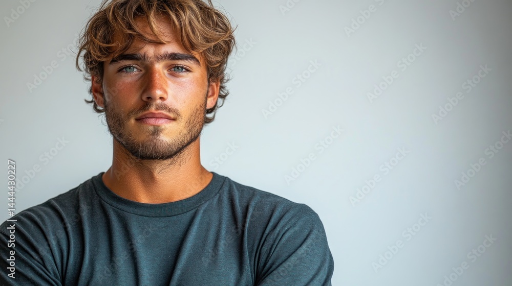 Portrait of a Handsome Young Man with Blonde Hair