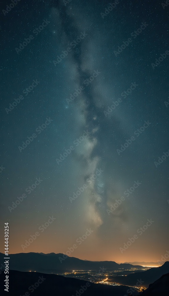Majestic Milky Way Illuminates a Nightscape over Distant Mountains