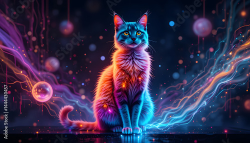 Digital Cat Art Wallpaper for PC