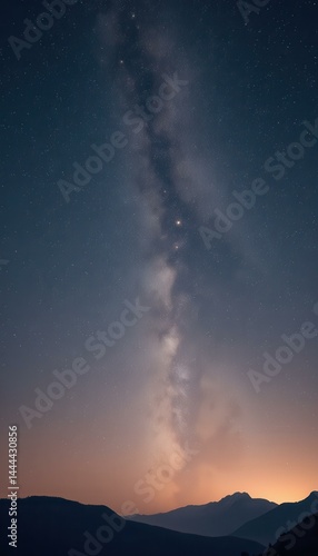 Obraz na płótnie Majestic night sky over mountain range with starry Milky Way galaxy w salonie