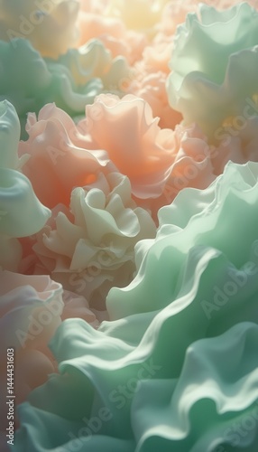 Obraz na płótnie Abstract pastel fabric waves with soft light and shadows, flowing background texture with curves and folds for backdrop w salonie