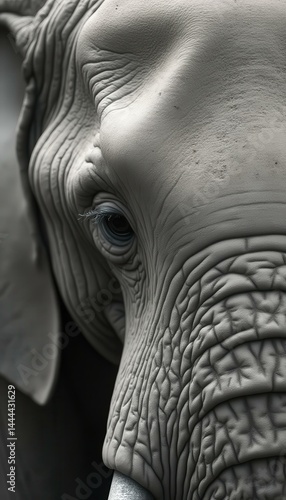 Obraz na płótnie Captivating Close-Up of an Elephant's Eye and Wrinkled Skin, Displaying Texture, Detail, and the Majesty of Wildlife w salonie