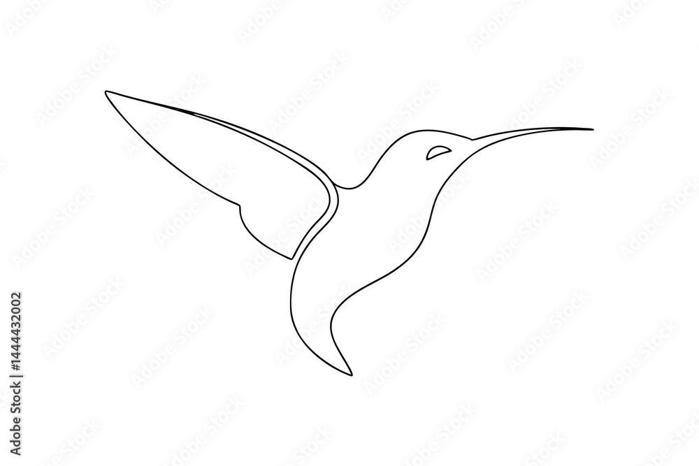 Obraz premium Elegant hummingbird outline flying silhouette vector illustration isolated on white background