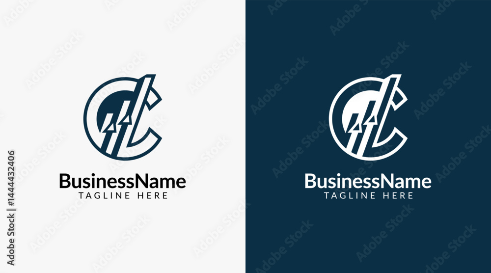Modern logo template with letter c and arrow icon bar candlestick for trading, investment, finance, statistic, accounting or marketing business Modern logo template with letter c and arrow icon bar candlestick for trading, investment, finance, statistic, accounting or marketing business