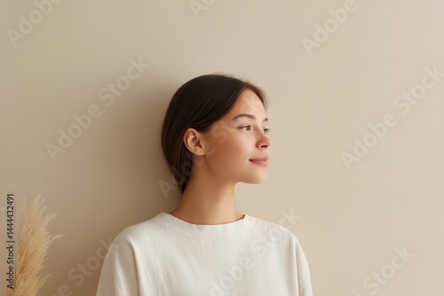 create minimalistic portrait photo capturing intimate and soulful conversation featuring diverse person of any race