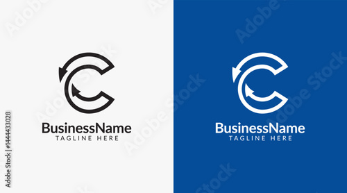 Modern logo template with letter c and arrow icon bar candlestick for trading, investment, finance, statistic, accounting or marketing business