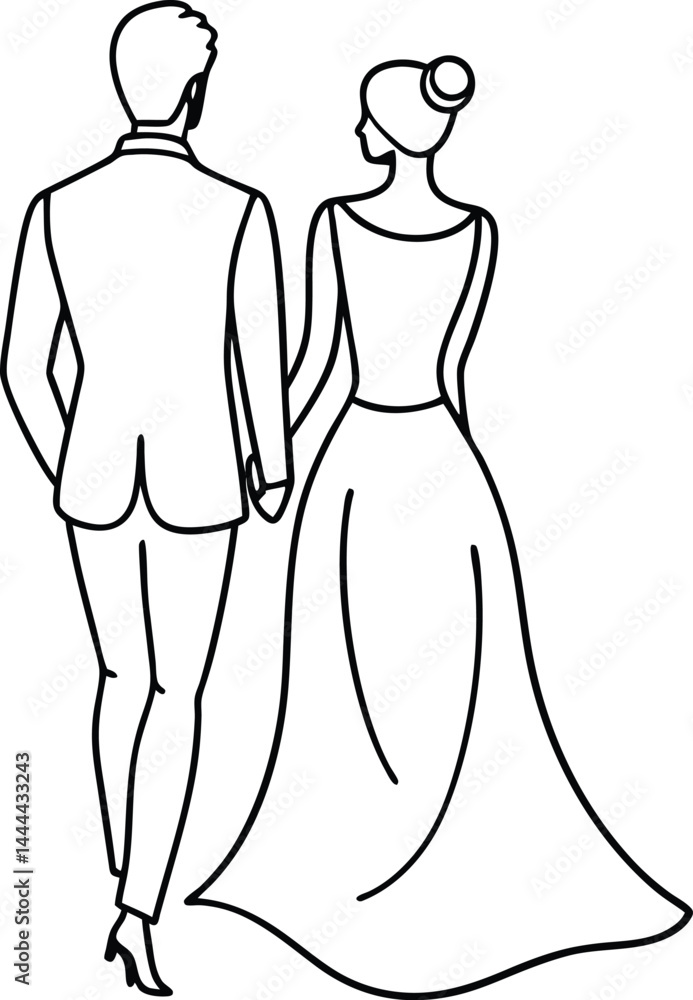 Elegant couple captured in continuous line art drawing style symbolizing romance connection and harmony perfect for minimalist love themed designs and artwork Elegant couple captured in continuous line art drawing style symbolizing romance connection and harmony perfect for minimalist love themed designs and artwork